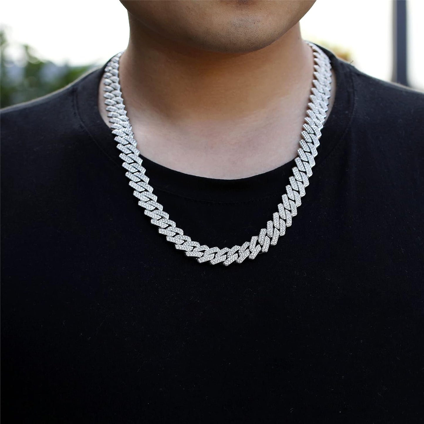 Saintda Cuban Link Chain for Men Women Iced Out SilverGoldRose Gold Miami Necklace Bling Hip Hop Jewelry