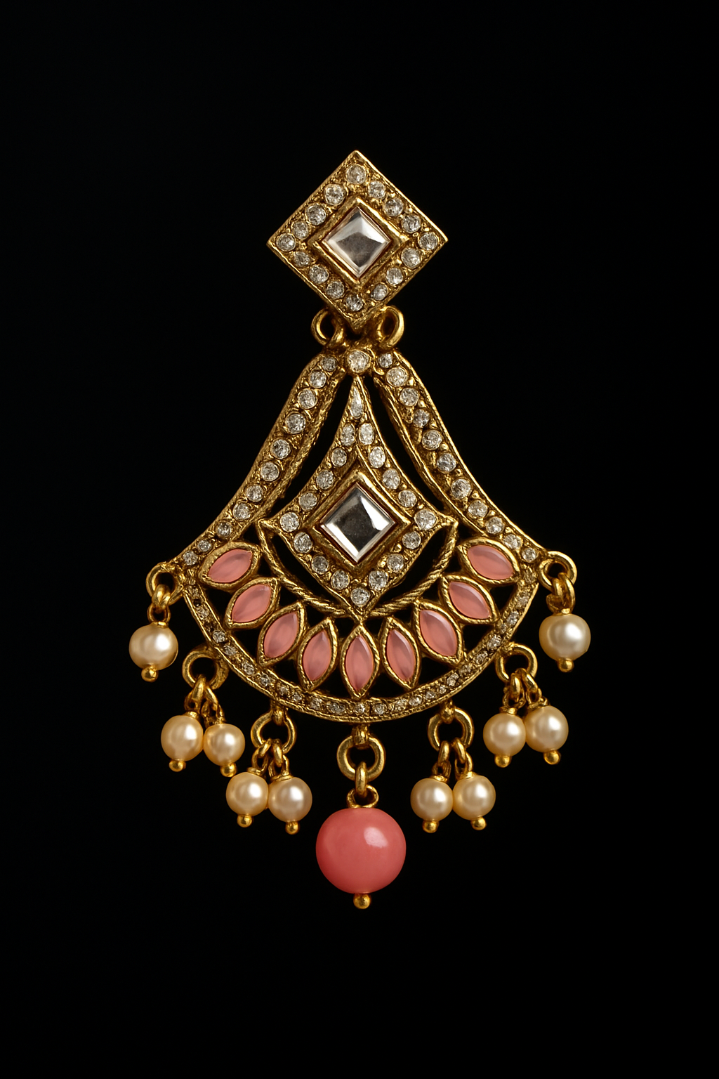 Royal Pink Pearl Jhumka Earring