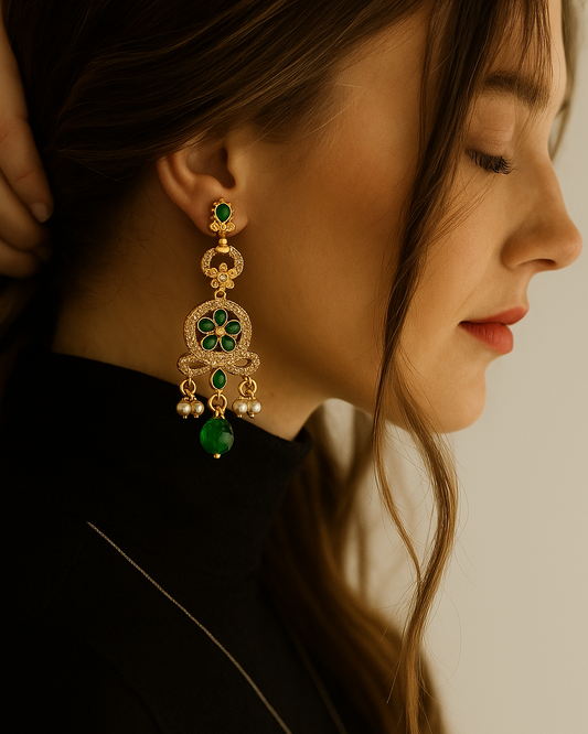 Emerald Blossom Dangle Earring