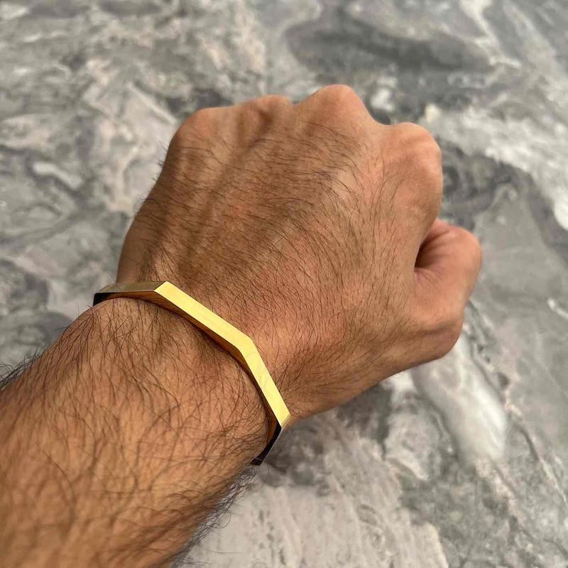 Golden Hexagonal Stainless Steel Bracelet