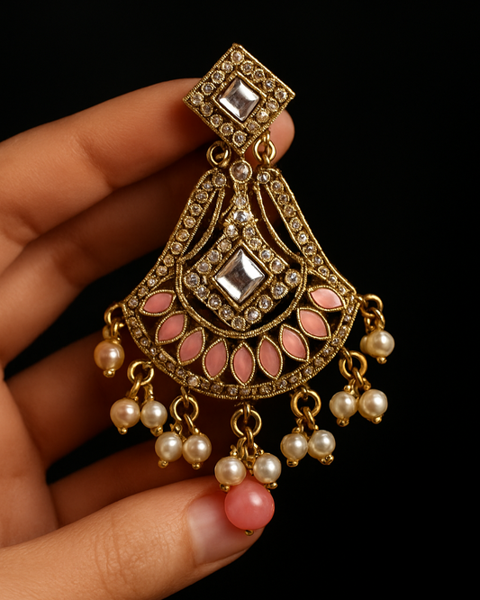 Royal Pink Pearl Jhumka Earring