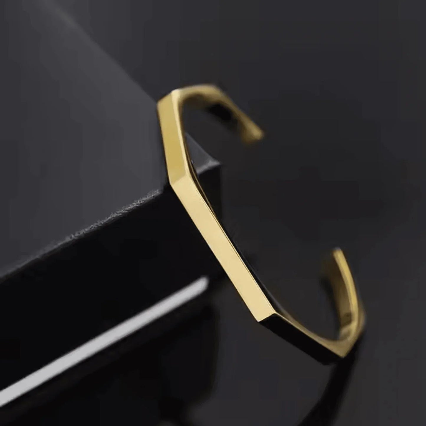 Golden Hexagonal Stainless Steel Bracelet