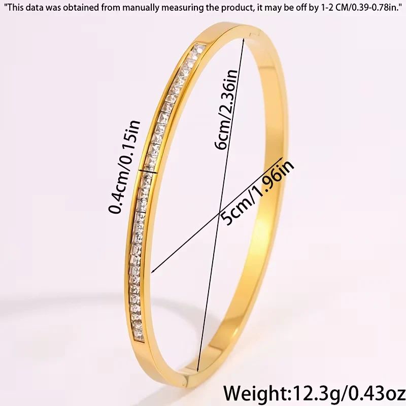 Stainless Steel CZ Oval Cuff Bracelet Bangle