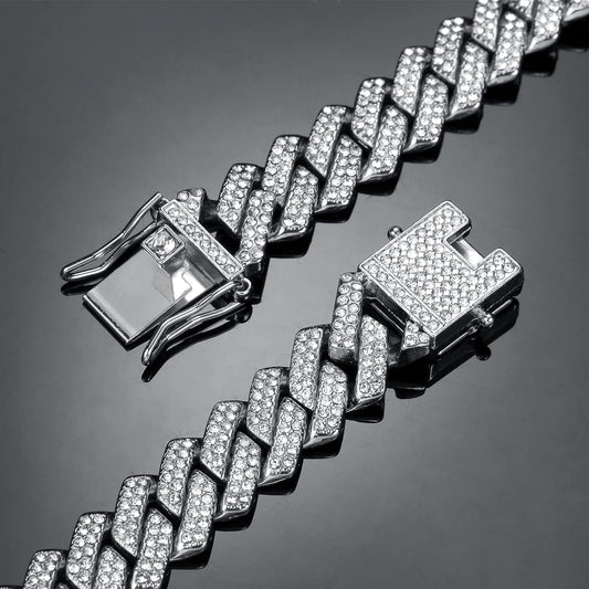 Saintda Cuban Link Chain for Men Women Iced Out SilverGoldRose Gold Miami Necklace Bling Hip Hop Jewelry