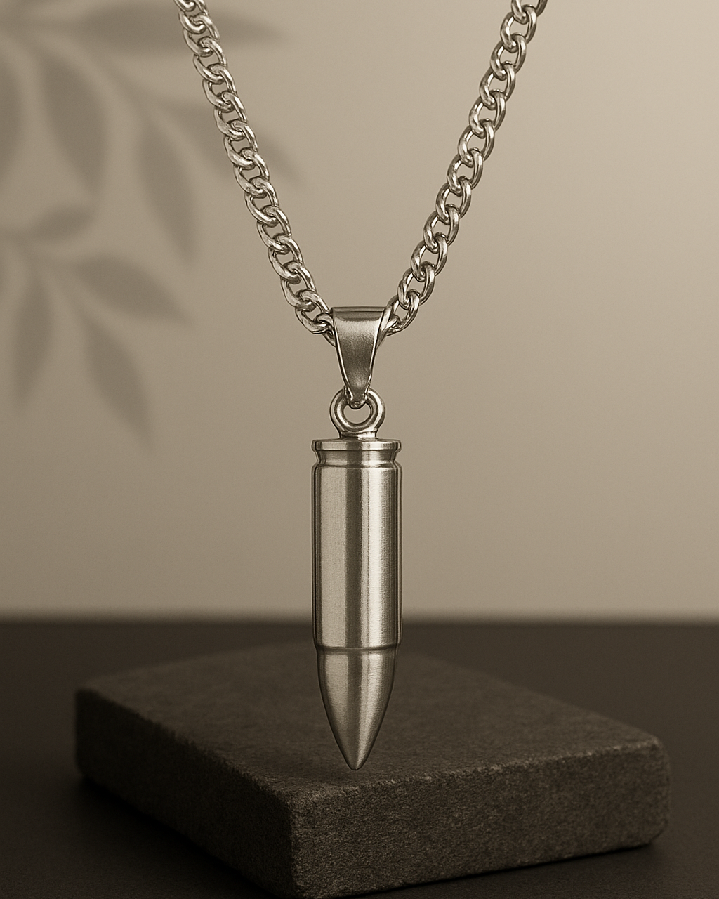 Bullet Pendant Necklace (Silver Finish)