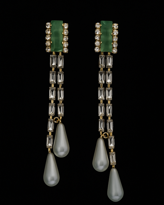 Emerald Drop Crystal Earrings ✨