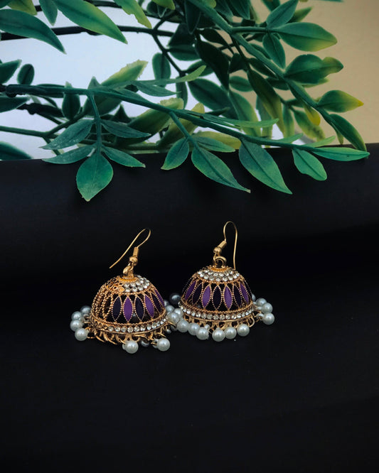 👑 Royal Purple Jhumka Earrings
