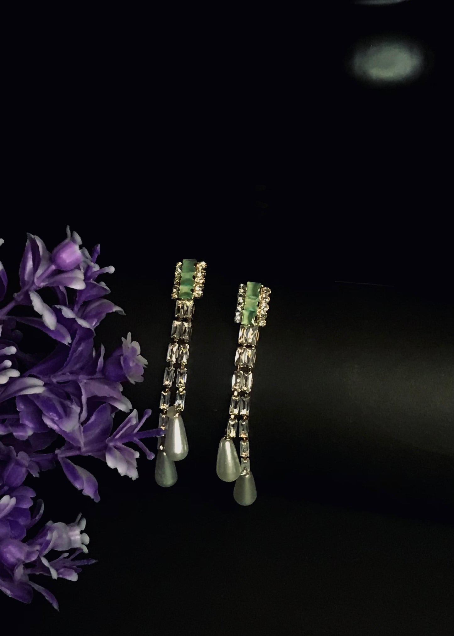 Emerald Drop Crystal Earrings ✨