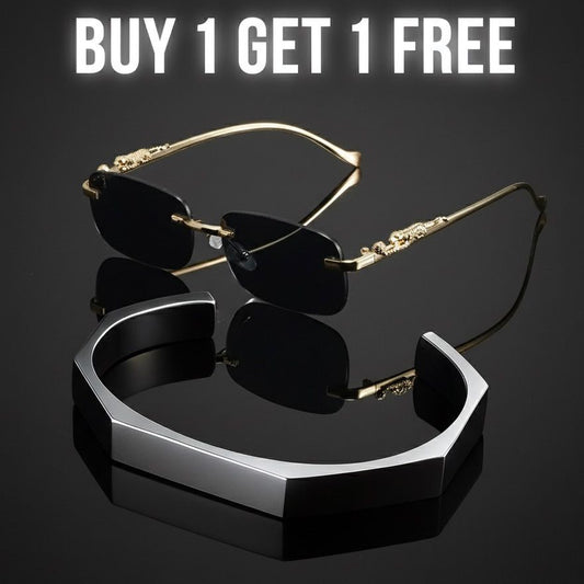 Fashion Square Frameless Glasses + Hexagonal Bracelet