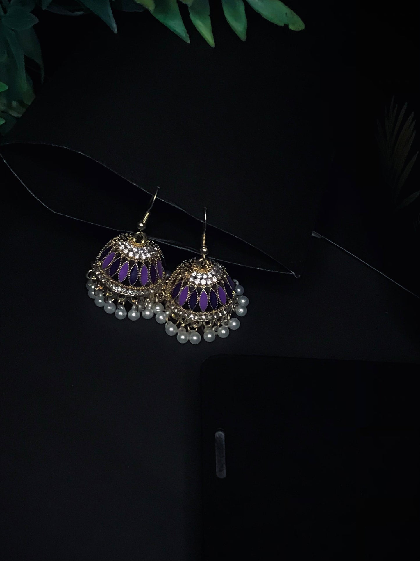 👑 Royal Purple Jhumka Earrings