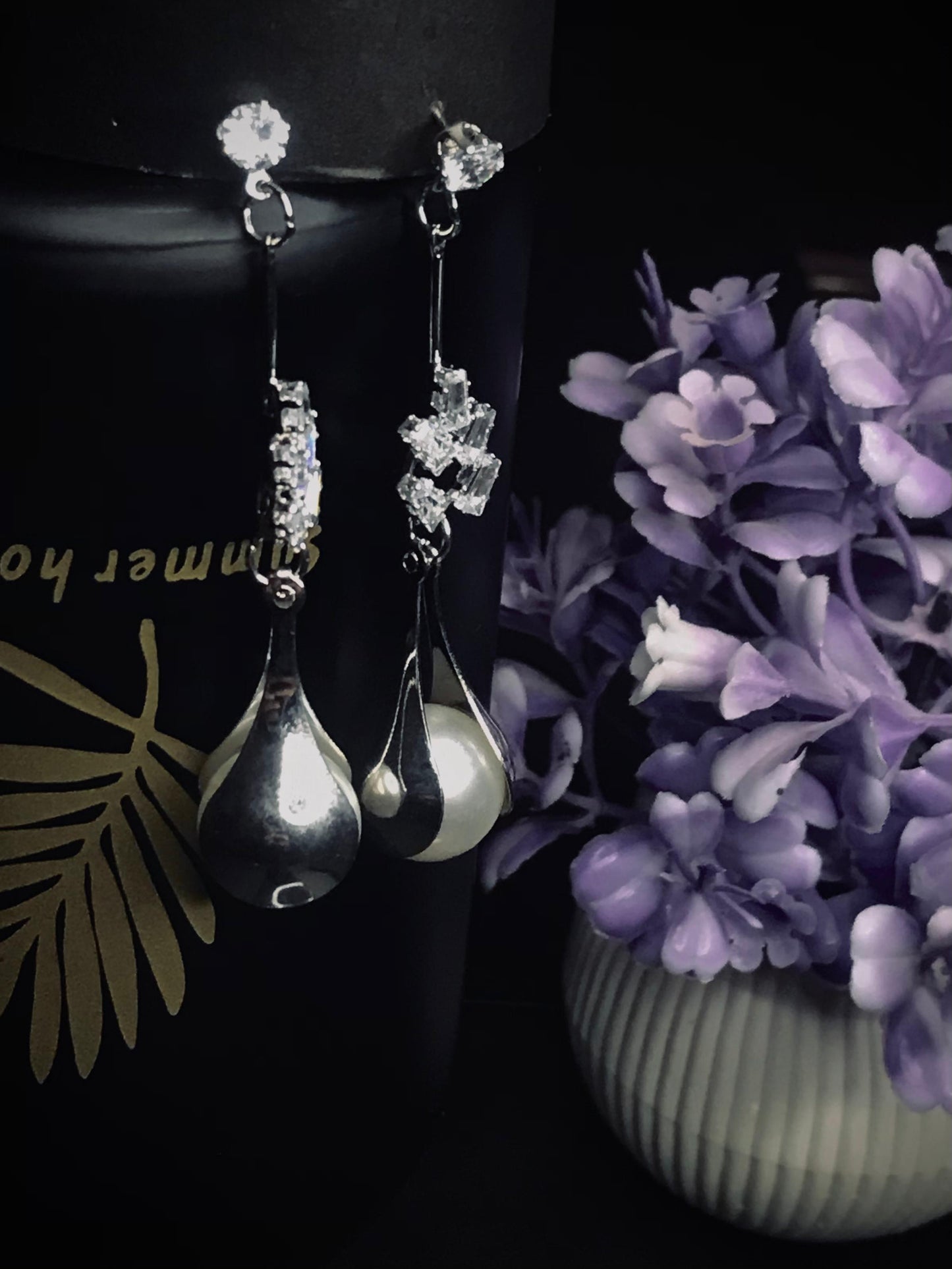 Crystal Pearl Drop Earrings ✨