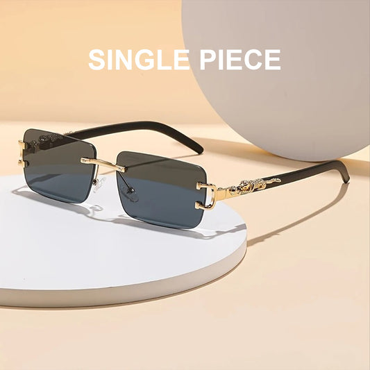 Black Rectangular Frames with Golden-Tone Metal Glasses