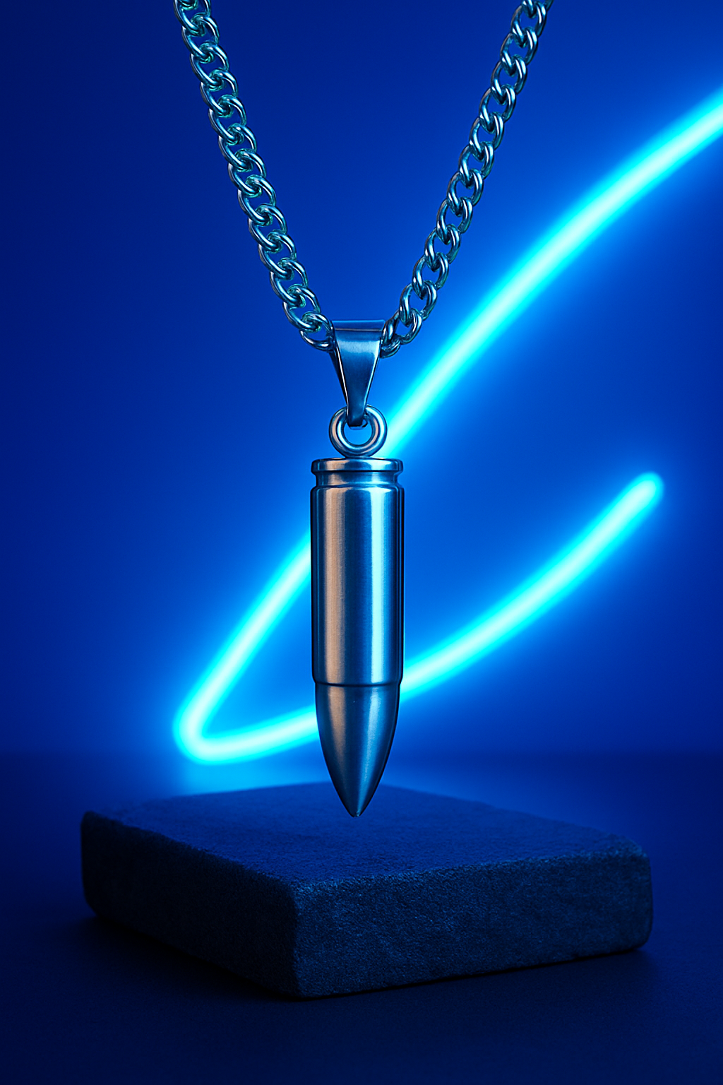 Bullet Pendant Necklace (Silver Finish)
