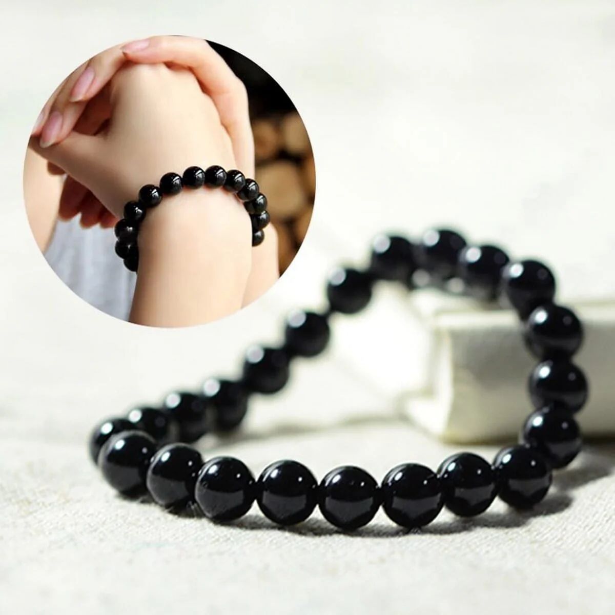 Black Beads Bracelet For Men And Women - Jewelry For Unisex - 8MM & 10MM Beads