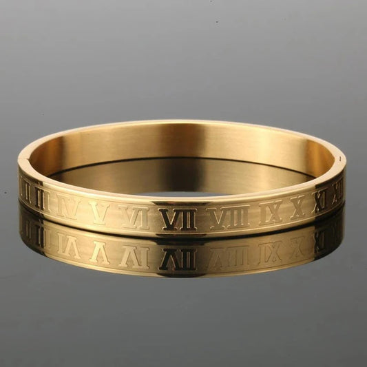 Roman Numeral Engraved Bangle